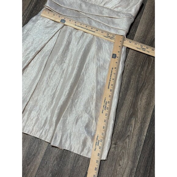 MAX AND CLEO CHAMPAGNE BEIGE PARTY STRAPLESS DRESS WOMENS SIZE 12 POCKETS LINED - Picture 5 of 10